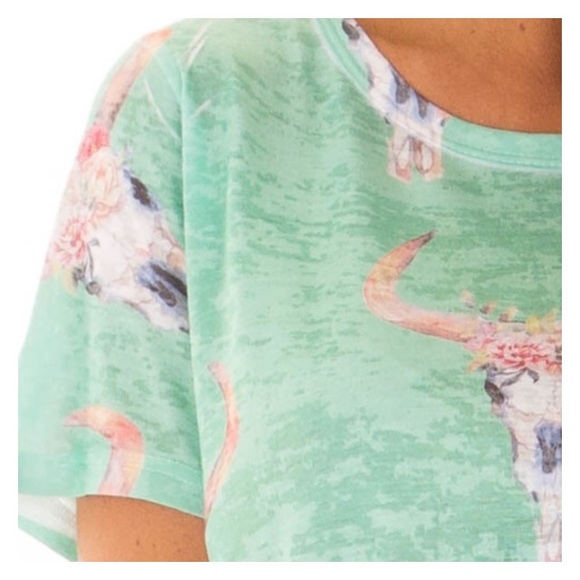 SKULL FLORAL PRINT WASHED TEE SHIRT - Picture 3 of 5